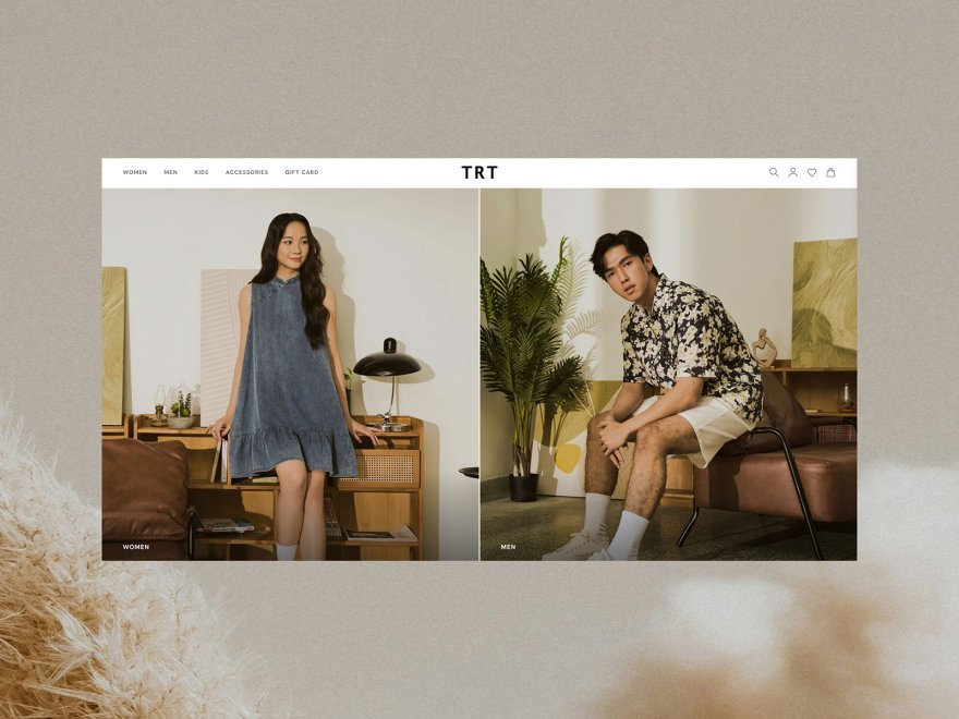 TRT fashion Shopify homepage